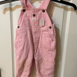 VTG OshKosh B’gosh 12 Mos Pink Stripe Vestbak Overalls 🩷✨